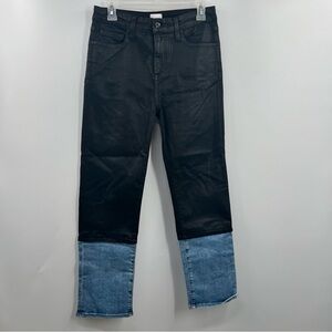 Jonathan Simkhai River Jeans 29 Two Tone Black Blue Coated Straight